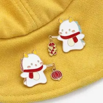 Loong Spring Festival Pin Lantern Chinese Style Pin Exquisite Chinese Dragon Brooch Unisex B