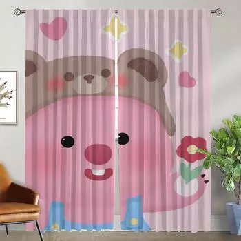 Loopy Partition Home Interior Шторы для гостиной Затемняющие шторы для комнаты 2-панельные абажуры Хэллоуин Украшение кухни W50xH70cmx2pcs-CL