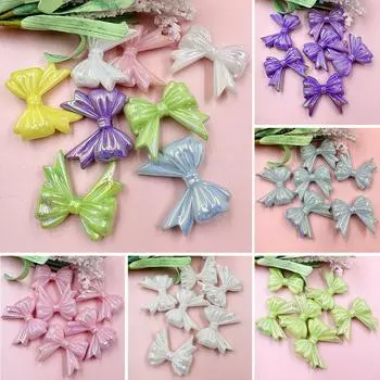 Loose Beads Beading Neclace Bracelet DIY Findings for Crafted Jewelry Making Big Bow Bowknot 6Pcs Acrylic 32.3*36.6mm Handcrafted beads жёлтый