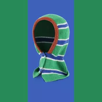 Loose contrasting stripes Autumn and winter Rafa hat Warm integrated scarf Wool hat Ear protection hat Tide M56-58cm зелёный