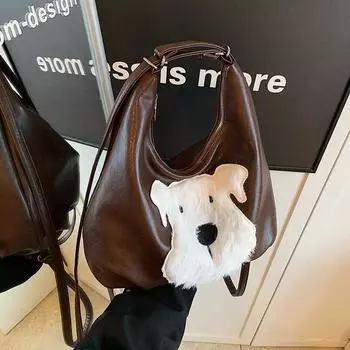 Loose Feeling West Highland Fall and Winter Single Shoulder Tote Bag Brown