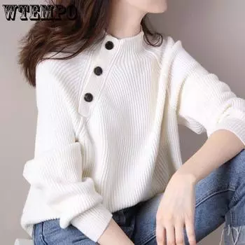 Loose Half High Neck Fashion Bottom Sweater Sweater Versatile Foreign Look Thin Outer Wear Blouse S