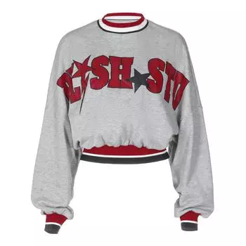 Loose Letter Pattern Print Hooide Casual Long Sleeve Pullover O-neck Outwear Winter Oversize Gray Women s Hoodie S