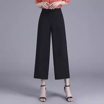 Loose Pants Women s Pants Summer 2025 New Arrival Middle-Aged Mom High Waist Loose Straight-leg Thin Casual Pants Cropped Pants Black XL recommended 45.00 kg-57.50 kg