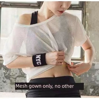 Loose Slim Look Running Sleeveless T-shirt Quick Drying Clothes Blouse Mesh gown White M weight recommendation: 50-57kg