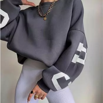 Свободный свитер, пуловер с длинным рукавом, утолщенный топ, модный женский свитер на весну и осень S