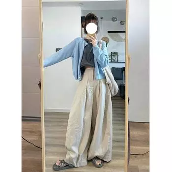 Свободные широкие прямые мешковатые льняные брюки женские брюки 2024 #Plus Size 4XL корейская женская одежда летние однотонные повседневные брюки y2k XXXXL