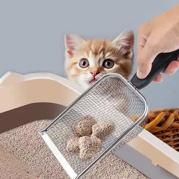 Лопата для кошачьего туалета из нержавеющей стали, рутиновая лопата для курицы, лопата для наполнителя для домашних животных, 3,8 мм, лопата для домашних животных с тонкими отверстиями, товары для домашних животных M серебряный