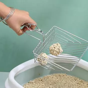 Лопата для кошачьего туалета из нержавеющей стали с деревянной ручкой, легко моется, красивый, уменьшает количество пыли, подходит для туалетов для маленьких собак