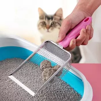 Лопата для кошачьего туалета Лоток для домашних животных Лопата для песка Отверстие для подвешивания песка Маленькие отверстия Лопата для кошачьего туалета Инструмент для чистки котят Mesh 3.8mm чёрный