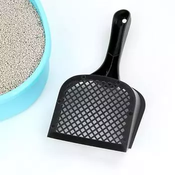 Лопата для кошек с маленьким отверстием Лопата для чистки кошачьего туалета Утолщенный пластиковый лоток для кошек и собак Пляжная лопата Инструмент для чистки чёрный