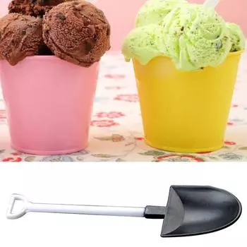 Лопата для мороженого, 50 шт./компл., экологически чистая пищевая пластиковая ложка для йогурта, варенья, торта, лопатка для детей черный белый