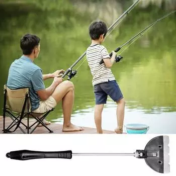 Лопата для наживки для креветок, эргономичная ручка, лезвие из нержавеющей стали, регулируемая портативная лопатка для рыболовной приманки, лопатка для смешивания, лопаточка, аксессуары для уличной рыбалки чёрный