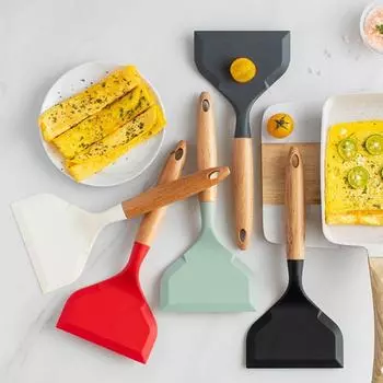 Лопата для приготовления пищи с антипригарным покрытием, широкая кухонная утварь, силиконовая лопатка с антипригарным покрытием, говядина, мясо, яйцо