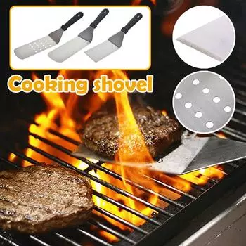 Лопата для приготовления пищи с пластиковой ручкой из нержавеющей стали, многофункциональная железная пластина, лопата для сжигания