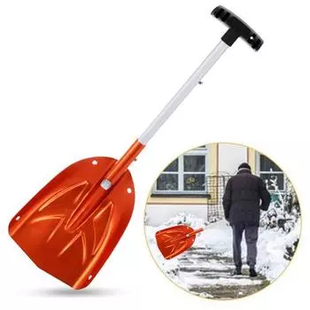 Лопата для снега из алюминиевого сплава, инструмент для уборки снега, портативная телескопическая лопата для льда, совок для зимнего выживания, автомобиля, снегохода, кемпинга оранжевый