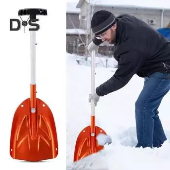 Лопата для снега из алюминиевого сплава, инструмент для уборки снега, портативная телескопическая лопата для льда, совок для зимнего выживания, автомобиля, снегохода, кемпинга оранжевый