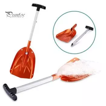Лопата для снега из алюминиевого сплава, инструмент для уборки снега, портативная телескопическая лопата для льда, совок для зимнего выживания, автомобиля, снегохода, кемпинга оранжевый