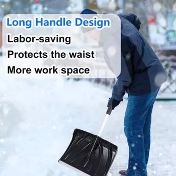 Лопата для снега Съемный инструмент для уборки снега с двухсекционной ручкой Большая вместимость Простая сборка лопаты для снега для подъездной дороги Сад Кемпинг чёрный