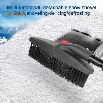 Лопата для снега с насадками 3 в 1, нейлоновая щетина, вращающаяся конструкция головки, простая установка, скребок для снега и льда с эргономичной ручкой чёрный