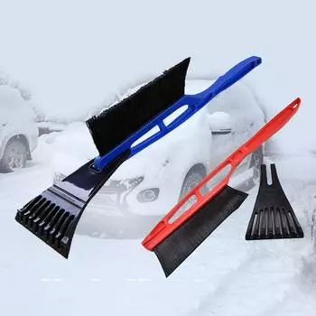 Лопата для уборки снега с скребком для льда и размораживателем - многофункциональный инструмент для уборки красный