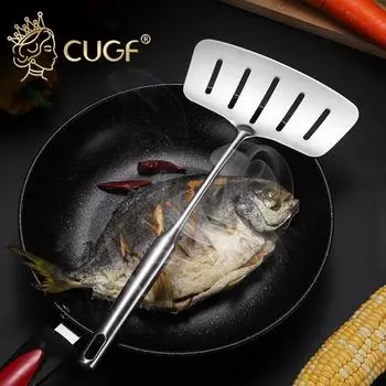 Лопата для жареной рыбы, перекидная лопатка для рыбы, утолщенная большая плоская лопатка из нержавеющей стали 304, лопатка для утечки масла, артефакт для жареной рыбы