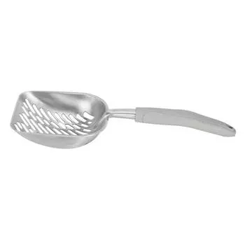 Лопатка для домашних животных Совок для кошачьего туалета Сито Глубокая лопата Эргономичная ручка Нержавеющая стальСерый серый