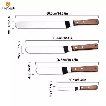 Лопатка для глазури, нержавеющая стальная офсетная лопатка для торта с деревянной ручкой, лопатка для украшения тортов, сыра, пиццы