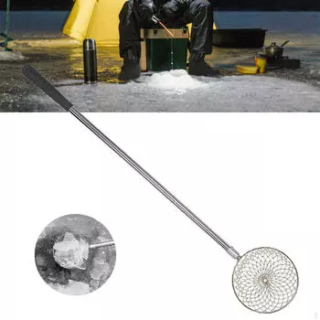 Лопатка для льда, скиммер для рыбалки, прочный с противоскользящей ручкой, большие отверстия, портативный портативный прибор для улицы