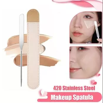 Лопатка для макияжа из нержавеющей стали, палочка для смешивания основы, тени для век, крем, пигменты, инструмент для смешивания серебряный