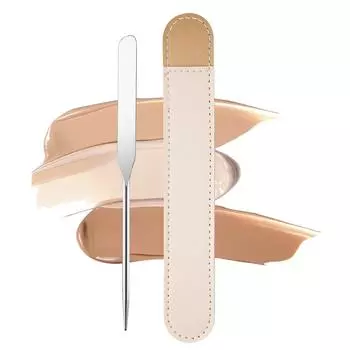 Лопатка для основы из нержавеющей стали 304 с кожаным чехлом, скребок для смешивания цветов для дизайна ногтей, палочка для перемешивания, инструмент для макияжа, маникюра