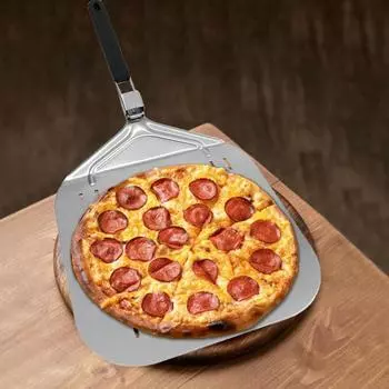 Лопатка для пиццы из нержавеющей стали со складной ручкой, антипригарным покрытием и механизмом блокировки безопасности A