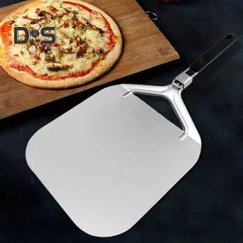 Лопатка для пиццы из нержавеющей стали со складной ручкой, антипригарное покрытие, механизм блокировки безопасности, простая очистка, многофункциональный инструмент для выпечки A