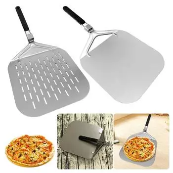 Лопатка для пиццы из нержавеющей стали со складной ручкой, антипригарное покрытие, безопасный механизм блокировки, легкая очистка, многофункциональность A