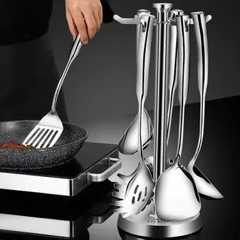 Лопатка для приготовления пищи из семи предметов, ложка для супа, лопатка для жарки, дуршлаг, кухонные принадлежности, лопатка из медицинской нержавеющей стали марки 316, инструменты