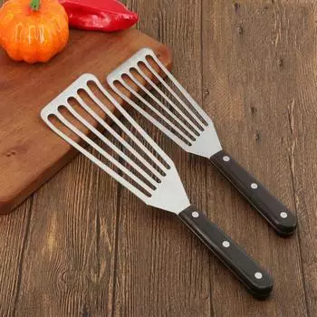 Лопатка для рыбы с прорезями из нержавеющей стали, прочная лопатка для жарки стейков, яйцо S-Plastic Handle