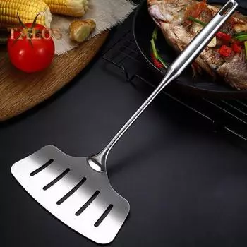 Лопатка для стейка Лопатка для рыбы Нержавеющая машина для переворачивания рыбы Устойчивая к высоким температурам полая ручка Эргономичная ручка Отверстие для подвешивания сервера для стейков Лопатка для приготовления пищи серебряный