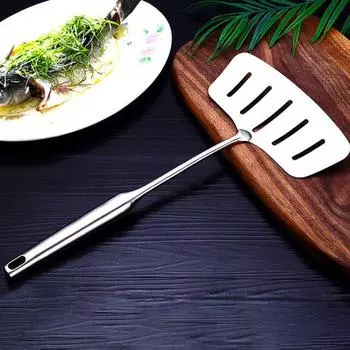 Лопатка для стейка Лопатка для рыбы Нержавеющая сталь Тернер для рыбы из нержавеющей стали Устойчивость к высоким температурам Полая Удобная ручка Эргономичная ручка Для стейка серебряный
