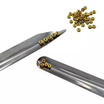 Лопатка для украшений из нержавеющей стали с загнутым концом, контейнер для сбора блесток и пудры, двухсторонняя лопатка 14.6*1.7cm