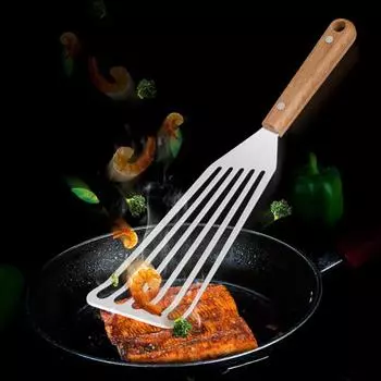 Лопатка для жарки из нержавеющей стали, нескользящая, легко моется, полая конструкция, универсальная, удобная для захвата, лопатка для стейка, рыбы и ресторана B