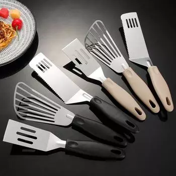 Лопатка для жарки из нержавеющей стали, пластиковая ручка для стейков из рыбы, небольшая течь, японская кухня