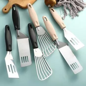 Лопатка для жарки, мини-сервировочная лопаточка из нержавеющей стали для переворачивания, соскабливания, эргономичная сковорода с противоскользящей ручкой для блинов, яиц, пирожных, кухонные принадлежности A хаки