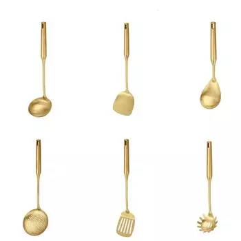 Лопатка из нержавеющей стали, ложка для супа, дуршлаг, кухонная ложка, лопатка для жарки, титановое покрытие, кухонная утварь One Size