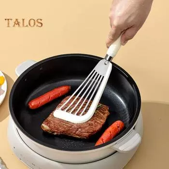 Лопатка Тернера для рыбы, антипригарная лопатка для жарки, легко чистится, полезная силиконовая кухонная лопатка для жарки с прорезями, кухонный гаджет белый