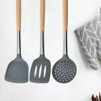 Лопатка Тернера Водонепроницаемая Многофункциональная Буковая Практичная Ложка-Дуршлаг с Антипригарным Покрытием для Столовой