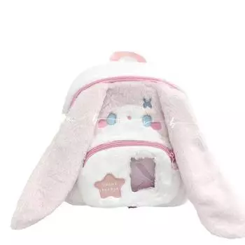 Lopunny Plush Girl Cartoon Backpack With Collapsible Storage And Cartoon Pattern