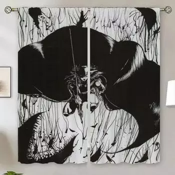 Lord Vampire Hunter D Blackout Curtains for Window Curtains for Living Room Bedroom Decoration Cover Curtain Tiebacks Tentacles W50xH70cmx2pcs-CL