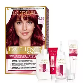 LorealParis Excel Lance Крем-красящая система, номер 6.66 Светло-коричневый (красный), 1 Корейский уход за волосами