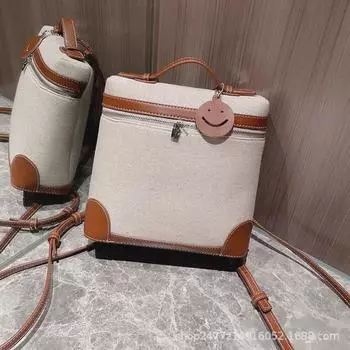 Loro Piana Большой вместительный рюкзак из воловьей кожи - контрастный цвет для школы, путешествий и отдыха Canvas Brown