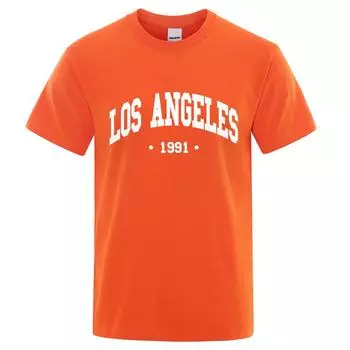 Лос-Анджелес 1991, одежда с буквенным принтом города США, женская дышащая футболка большого размера, летняя спортивная роскошная футболка, хлопковая футболка в стиле гот S